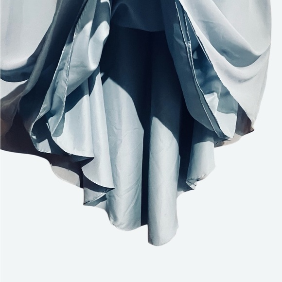NEW Formal Skirt w/ Train Sheer Chiffon Dusty Blue Floor Length - Picture 7 of 12